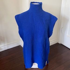 NWOT Ganni Rib Knit Oversized Vest in Daphne Blue Eco Friendly Recycled Wool
